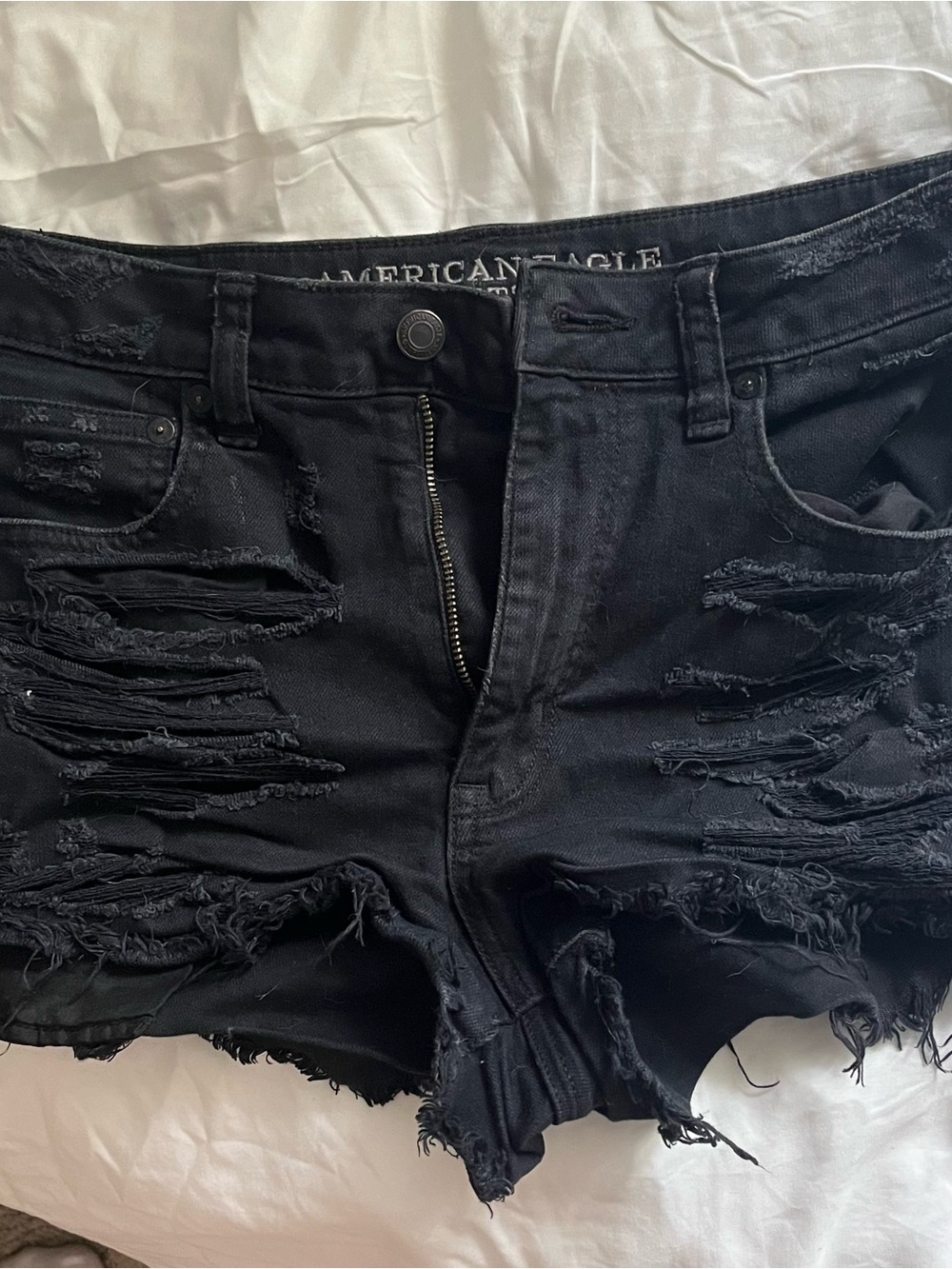 American Eagle Outfitters Black Ripped Denim Cutoff Shorts